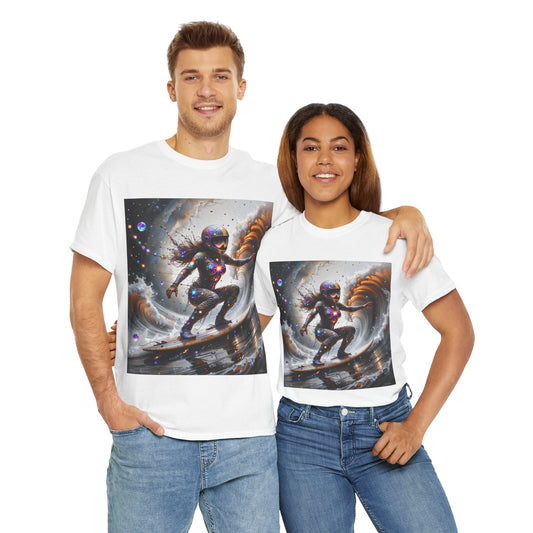 Alien Surfer Chic in Scene - Unisex Heavy Cotton Tee