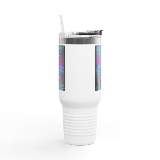 40oz Insulated Travel Mug with Digital Art Features - Perfect for Tech Lovers